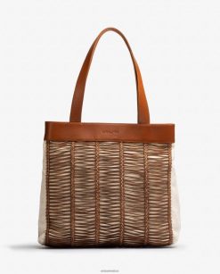 Unisa bolso de mano grande realizado en tela y piel mujer TX8DN41110 marrón