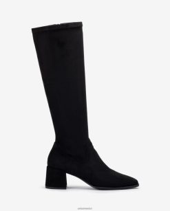 Unisa bota de tacón ancho con una línea superior de tejido elástico mujer TX8DN41030 negro