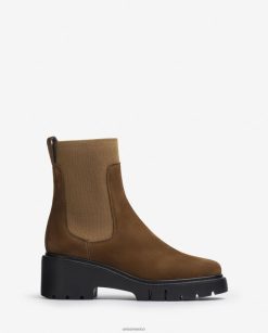 Unisa Botín de ante con tejido elástico mujer TX8DN4920 marrón