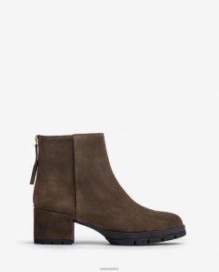 Unisa botines de piel con cremallera mujer TX8DN4923 marrón