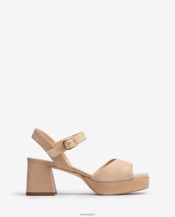 Unisa sandalia con tacon y plataforma mujer TX8DN467 beige
