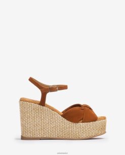 Unisa sandalia de cuña alta con ribete de nudo mujer TX8DN4458 marrón