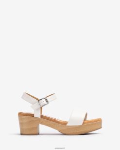 Unisa sandalia de piel con taco efecto madera mujer TX8DN4318 blanco