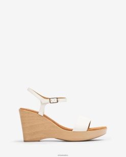 Unisa sandalia de piel con taco mujer TX8DN4254 blanco