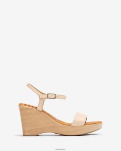 Unisa sandalia de piel con taco mujer TX8DN4255 beige