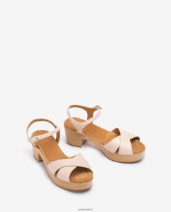Unisa sandalia de piel con tacón medio mujer TX8DN4405 beige