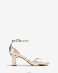 Unisa Sandalia de piel efecto metalizado con tacón medio mujer TX8DN4197 agraciado