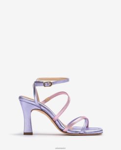 Unisa sandalia de tiras de piel con efecto metalizado mujer TX8DN4266 lila