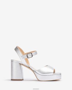 Unisa Sandalia efecto piel metalizada con tacón ancho mujer TX8DN4226 plata