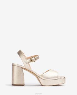 Unisa Sandalia efecto piel metalizada con tacón ancho mujer TX8DN42 oro