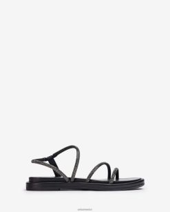 Unisa sandalia plana con purpurina mujer TX8DN425 negro