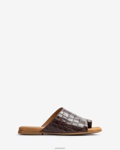 Unisa sandalias mule planas de piel mujer TX8DN41261 marrón