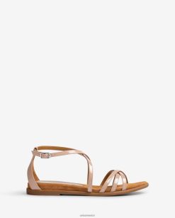 Unisa sandalias planas de charol mujer TX8DN4446 rosa