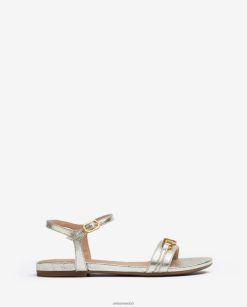 Unisa sandalias planas de piel con efecto brillante mujer TX8DN4421 moda