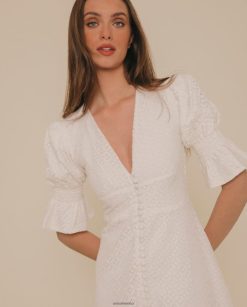 Unisa vestido midi de encaje matizado mujer TX8DN41245 blanco