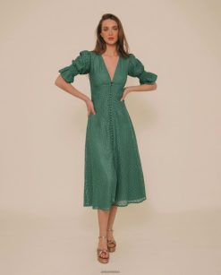 Unisa vestido midi de encaje matizado mujer TX8DN41246 verde