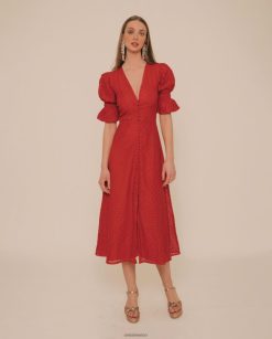 Unisa vestido midi de encaje matizado mujer TX8DN41258 rojo