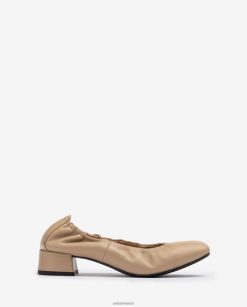 Unisa zapato con ribete fruncido mujer TX8DN41296 beige