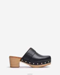 Unisa zueco hecho en cuero mujer TX8DN4806 negro