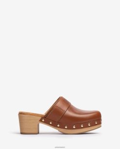 Unisa zueco hecho en cuero mujer TX8DN4807 marrón